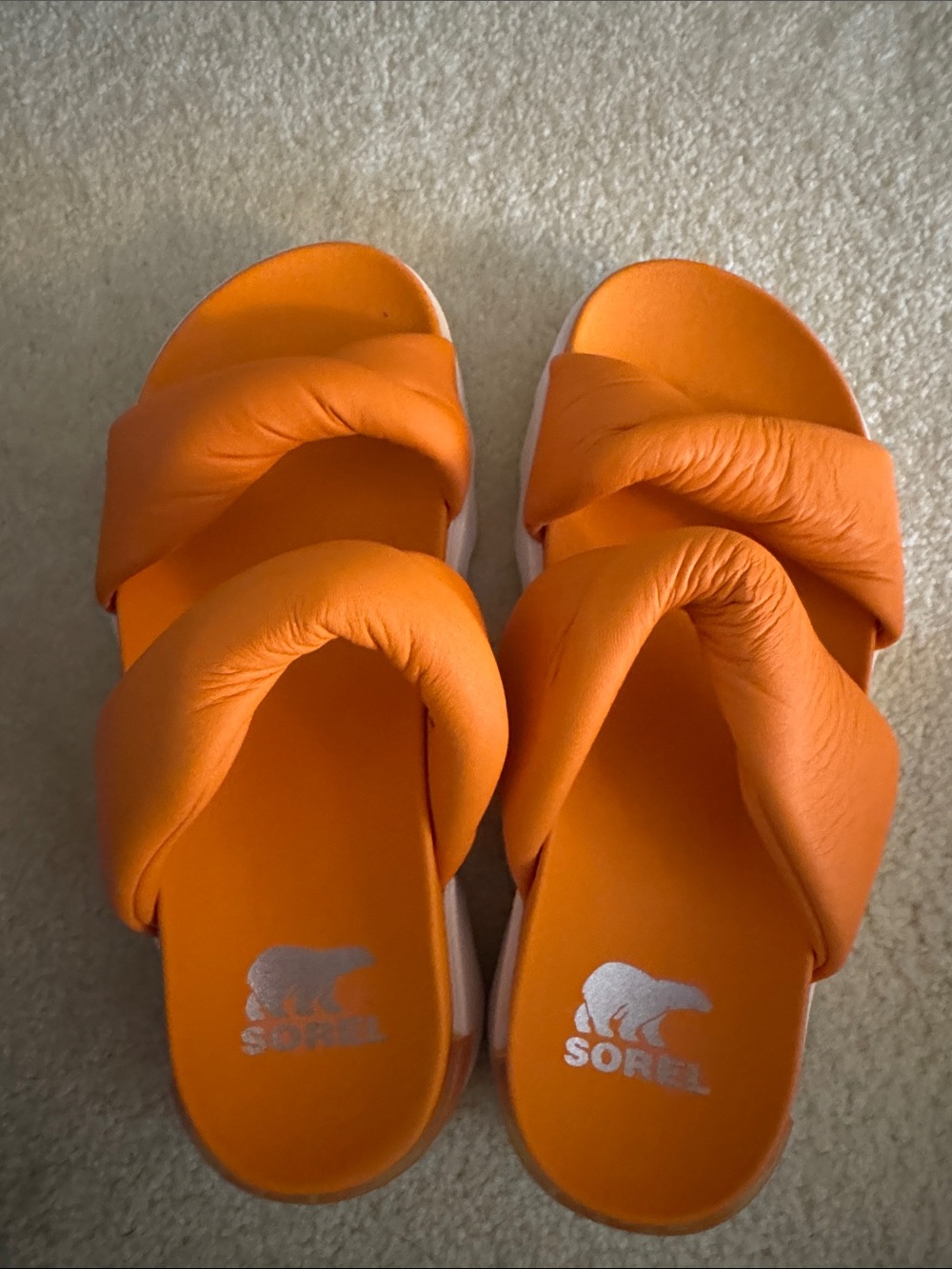 Sorel  Orange Padded Slide Sandals